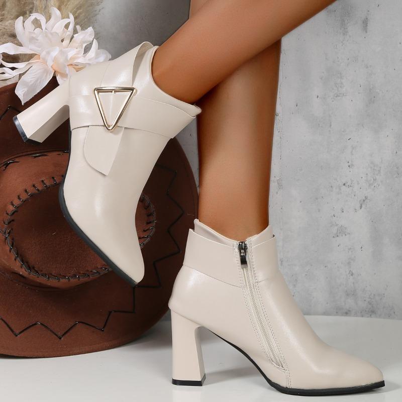 Fashion 2025 Spring Short Boots Women Fashion Leather Pumps High Quality  High Heels Autumn Shoes Ankle Modern  Drop Shipping