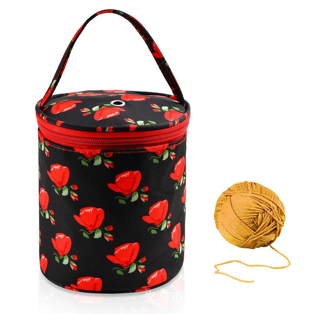 Compact Yarn Storage Tote for Knitting & Crocheting with Holes, Oxford Cloth Handbag