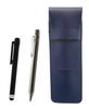 Blue Grained Leather Pen Case with Black Metal Touch Stick and All-metal Mechanical Pencil SASL-ALB-9984SP