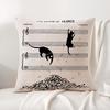 Music and Cat Cushion Cover Natural Linen Organic Fabric DoubleSided Printing Sofa Home Decor Breathable Bed Pillow