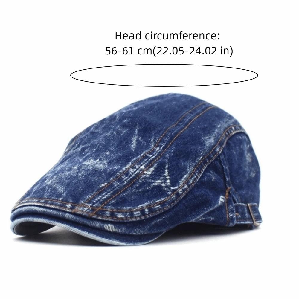 Four Seasons Cotton Washed Denim Newsboy Caps Adjustable British Style Painter Beret Retro Solid Color Peaked Cap Casual