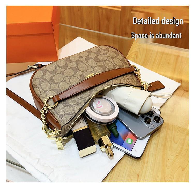 Řetízková kabelka ve tvaru knedlíku s potiskem písmen: Všestranná 25cm módní kabelka přes rameno a crossbody