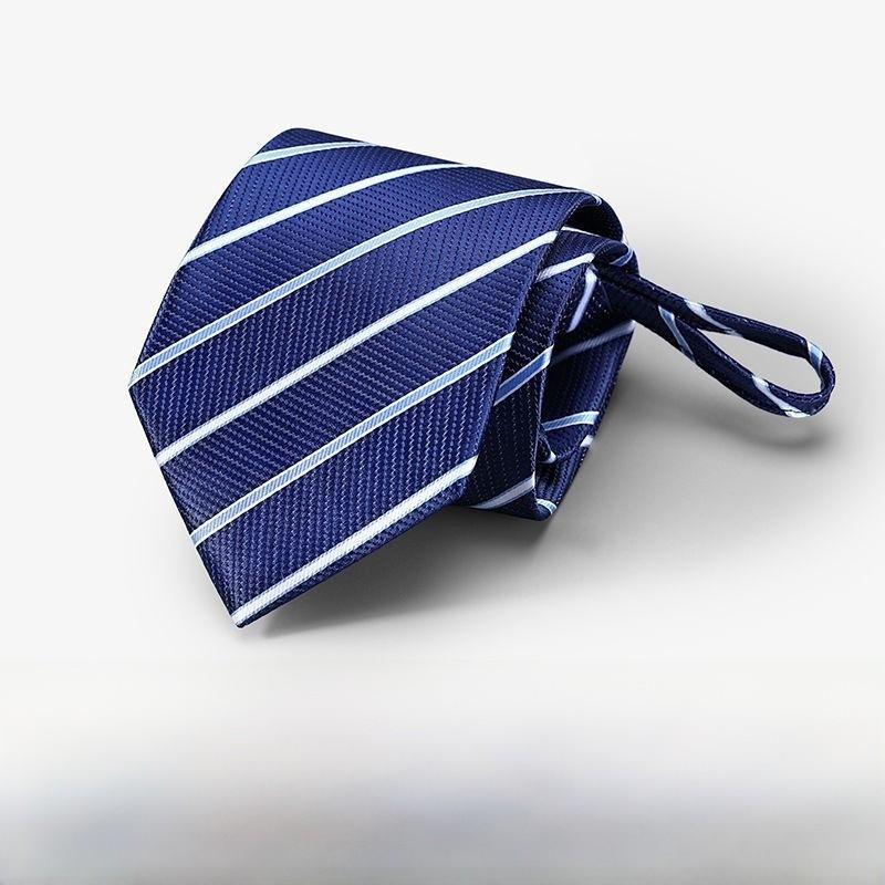 Polyester Striped Tie For Men Business Formal Wear With Zipper Closure For Office And Wedding