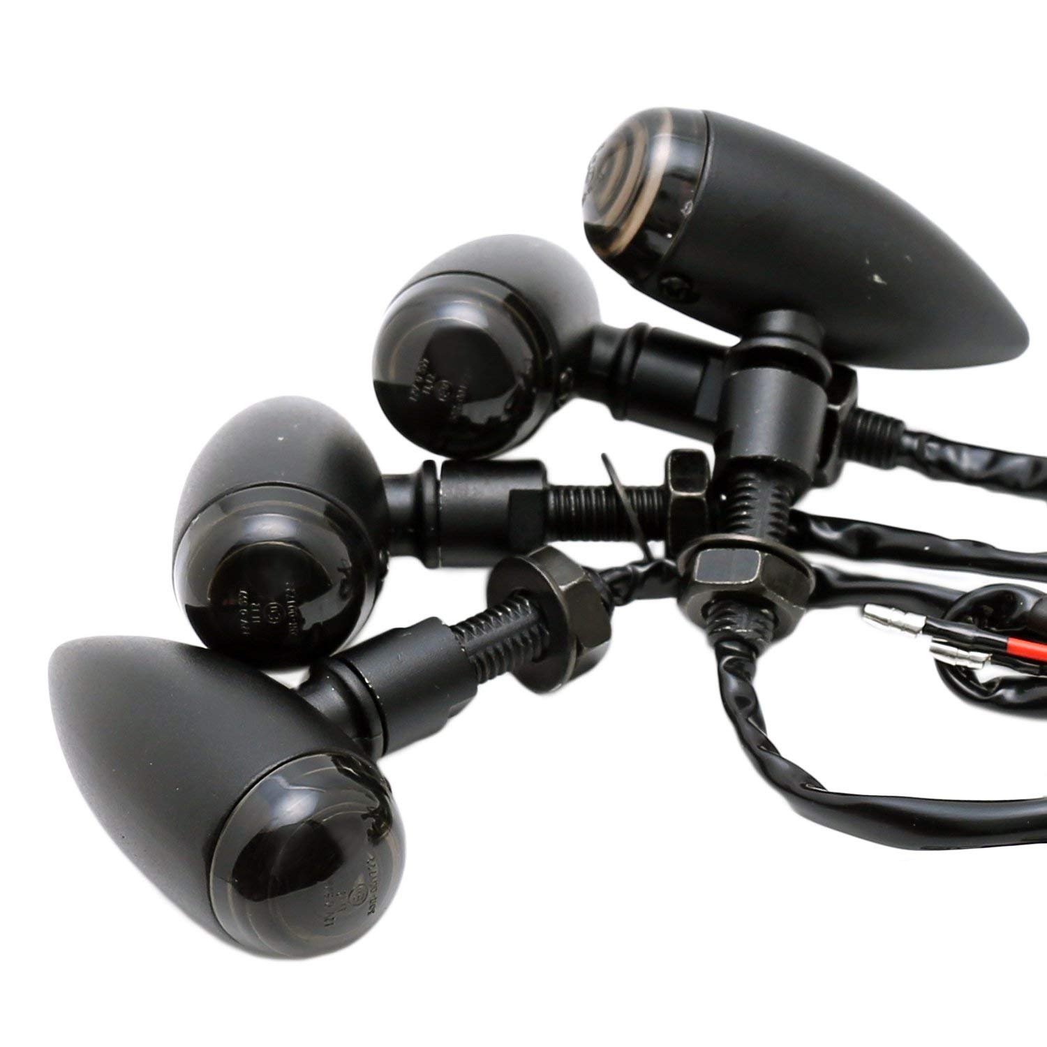 

nakira Motorcycle Turn Signals 4 Pcs Custom Bullet American Shadow Dragster Magna nkr1093 (Black, Smoke) чёрный