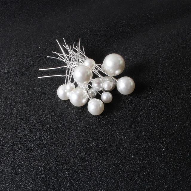 18pcs Pearl Bridal U-shaped Pin Metal Barrette Clip Hairpins Rhinestone Wedding Hairstyle Design Tools Women Hair Accessories