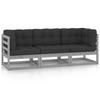 3-seater Garden Sofa with Cushions Solid Pine Wood