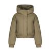 Women's Autumn and Winter Solid Color Padded Thickened Short Standing Collar Zipper Hooded Warm High Waisted Loose Bread Clothes Outerwear