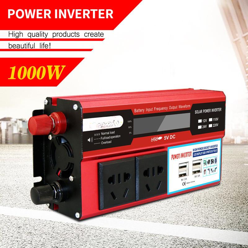 

Multi Functional Vehicle Mounted Inverter Portable Solar Power Converter Household Intelligent Display Power Adapter Red 12V-230V 500W