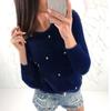 Sweater Jumper Long Sleeve Resistant Autumn Thickened Cold Winter Plush Faux Pearls Decor Sweater Jumper Streetwear