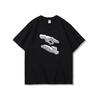 Anime Style Praying Hands Graphic Black Casual Tshirt