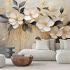 Wallpaper Flowers White Painted