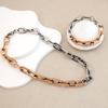 Rose Gold Silver Plated Stainless Steel Thick Chunky Chain Necklace U Shape Link Paperclip Style Trendy Fashion Accessory