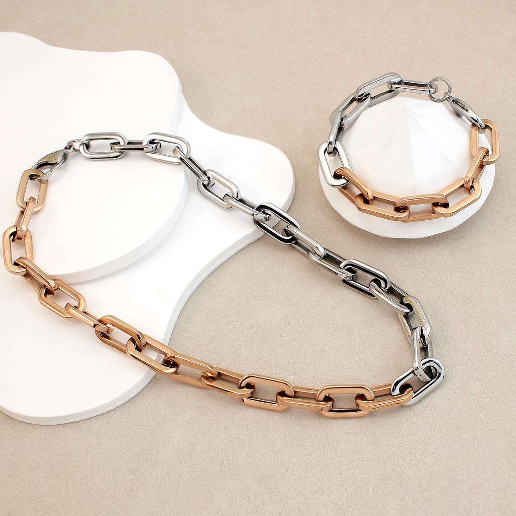 Rose Gold Silver Plated Stainless Steel Thick Chunky Chain Necklace U Shape Link Paperclip Style Trendy Fashion Accessory