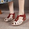Plus Size 36-43 Shoes for Women Summer Wedge Sandals Non-slip PU Casual Platform Retro Shoes Hollow Out Cross Buckle Sandals