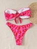 Solid Color Strapless Bandeau Sexy Split Bikini Swimsuit Women's Swimwear