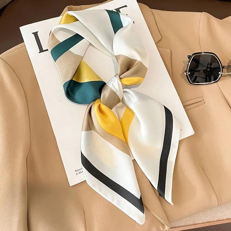 Horse Print Female Silk Neck Scarf Square Hair Scarves Foulard Head Band Shawls Wraps Neckerchief Bandana Women