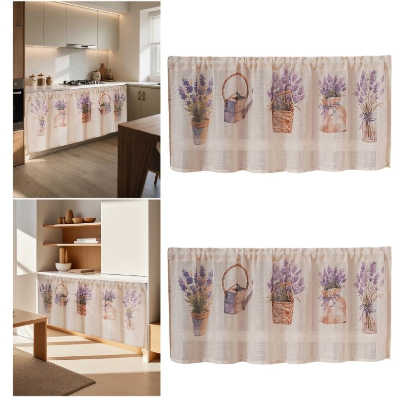 Dustproof Linen Door Curtain Natural Fiber Privacy Screen Adjustable Size for Apartments Studios Home Decoration