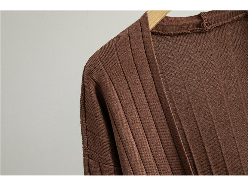 2026 Spring/Fall Elegant Knit Three-Piece Set: Long Cardigan Coat, Single-Breasted Vest, Wide-Leg Pants