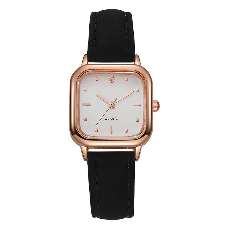 Minimalist Square Womens Quartz Watch With Pu Band For Casual Daily Wear