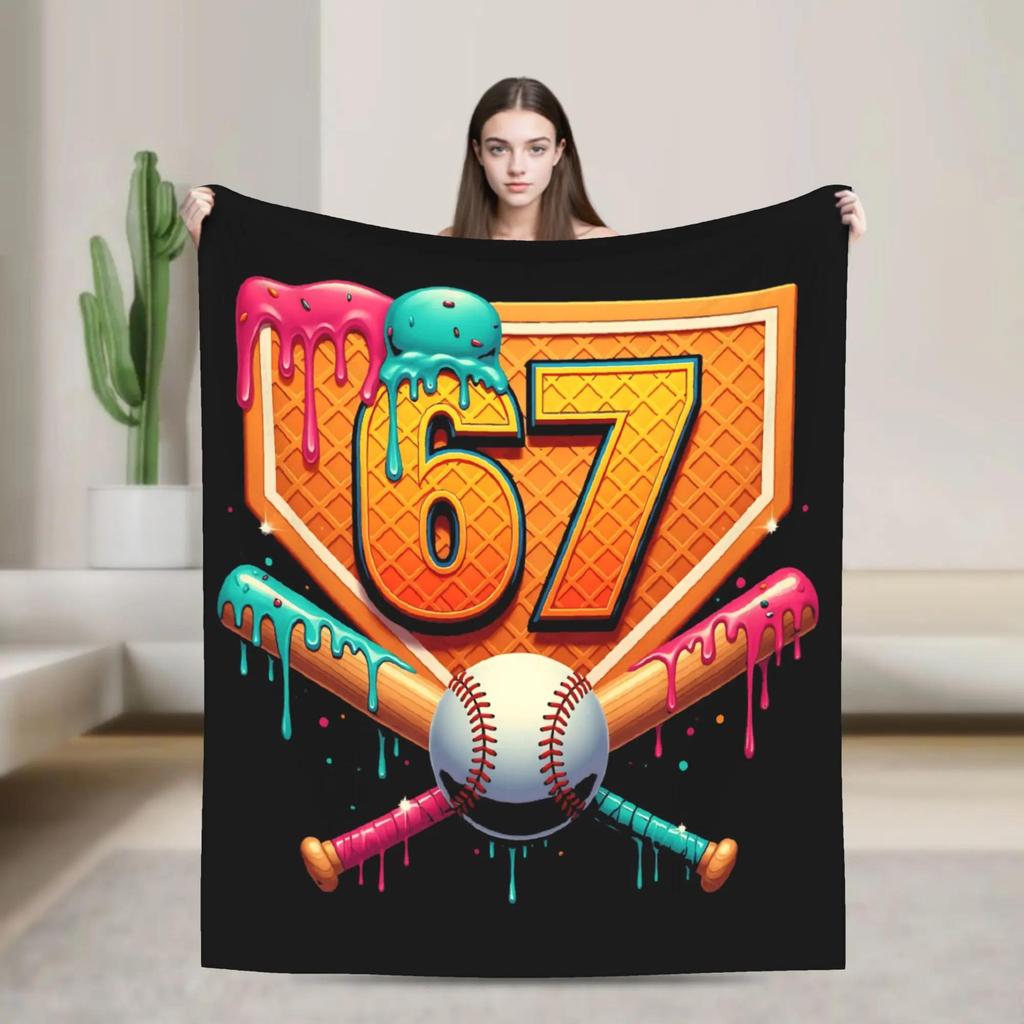 Super Warm  Six Seven Meme Flannel Throw Blanket for Kids Adults Picnic Couch Chair Sofa Bed  Soft Bedspread