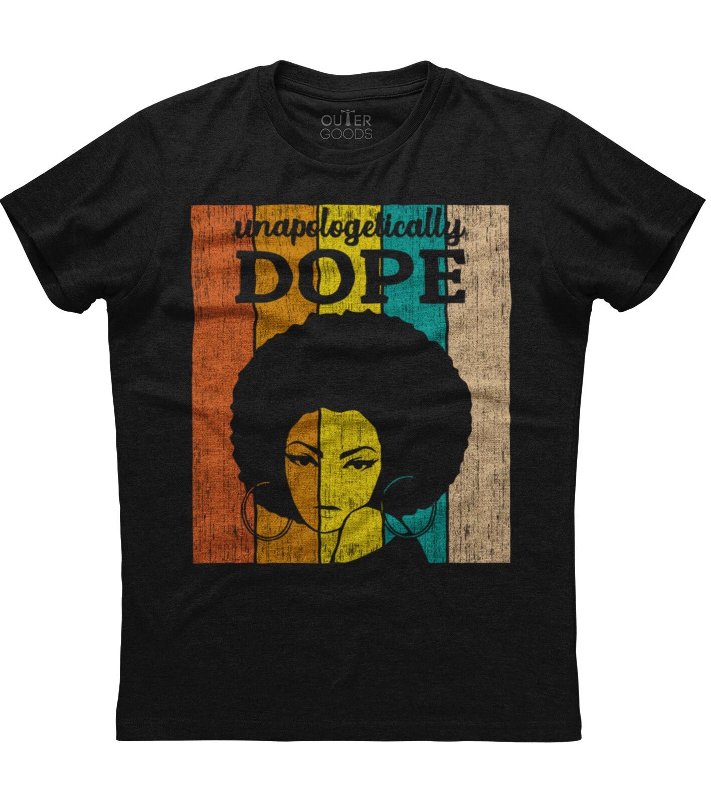 Unapologetically Dope Black African Woman Short Sleeve Cotton Black New T-shirt 2XL
