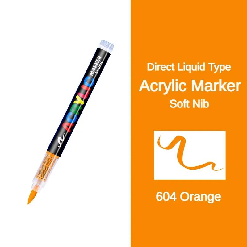 GUANGNA 16 Colors Direct-liquid Acrylic Marker Pen Waterproof Pen Soft Brush Nib for Glass Stone Metal Art Supplies Stationery
