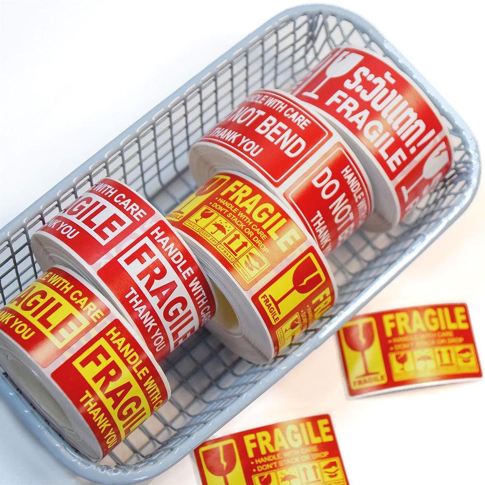 250pcs/roll,Fragile Warning Label, English Copperplate Sticker, Anti-removal Fragile Warning Label, Red Warning Label