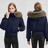 Winter 2025 new fur collar casual versatile cotton jacket women's hooded short warm cotton jacket hooded new jacket
