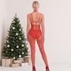 Sex underwear neck gold bow Christmas uniform sexy hollow one-piece mesh in stock