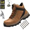 Waterproof Borwn Color Safety Shoes Men Steel Toe Work Boots Unisex Hiking Trail Anti-smash Non Slip Botas Platform Boots Hombre