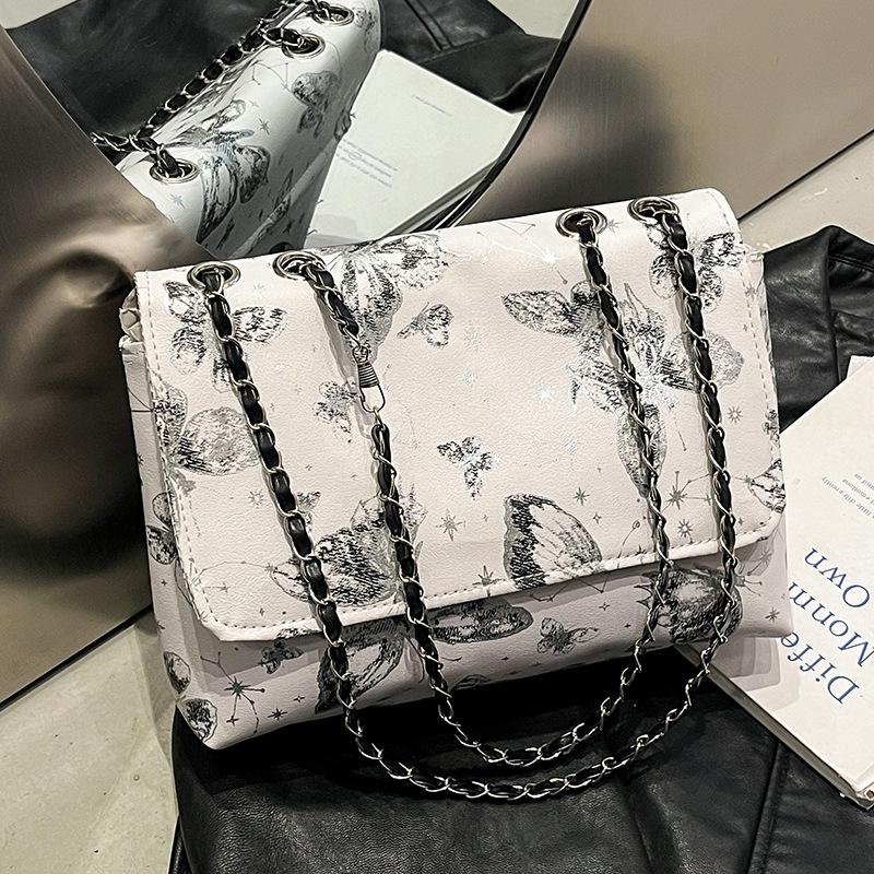 New Chinese Style Chain Bag for Summer New Simple and Fashionable Butterfly One-shoulder Crossbody Small Square Bag