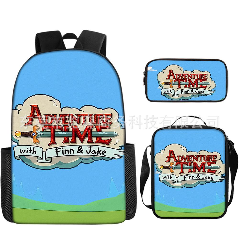 Adventure Time Backpack Set 3-Piece Comic Bookbag Shoulder Bag Pencil Case