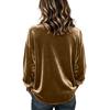 Women's Velvet Long Sleeve Color Top with Ruffle Trim Blouse for Casual Everyday Wear