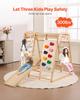 Indoor Jungle Gym, 7-in-1 Toddler Indoor Playground, 120 x 147 x 142 cm, with Wood and Rope Ladder, Net Ladder, Swing, Monkey Bar, Slide, Climbing