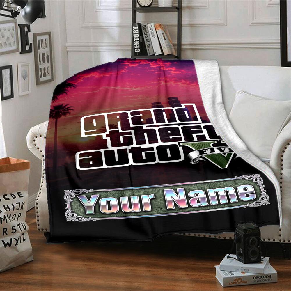 Gta Personalized Name Blanket Multi-purpose Personalized Blanket Soft Warm Cozy Perfect for Livingroom Office Picnics Chair for All Occasions