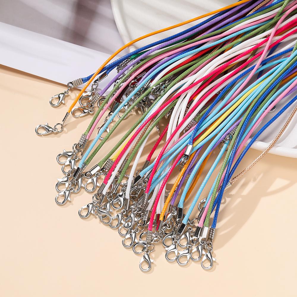 10pcs/Lots 1.5/2mm PU Leather Bracelet Cord  Kit Wax-Coated Braided Strings With Charms for Bracelet Jewelry Making Supplies