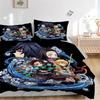 3pcs Demon Slayer Anime Printed Bedding Set, Soft and Comfortable Quilt Cover for Bedroom, Guest Room L034