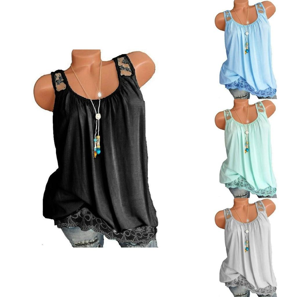 Premium Quality Sexy Women's Summer Sleeveless Lace T-shirt Vest For Effortless Style