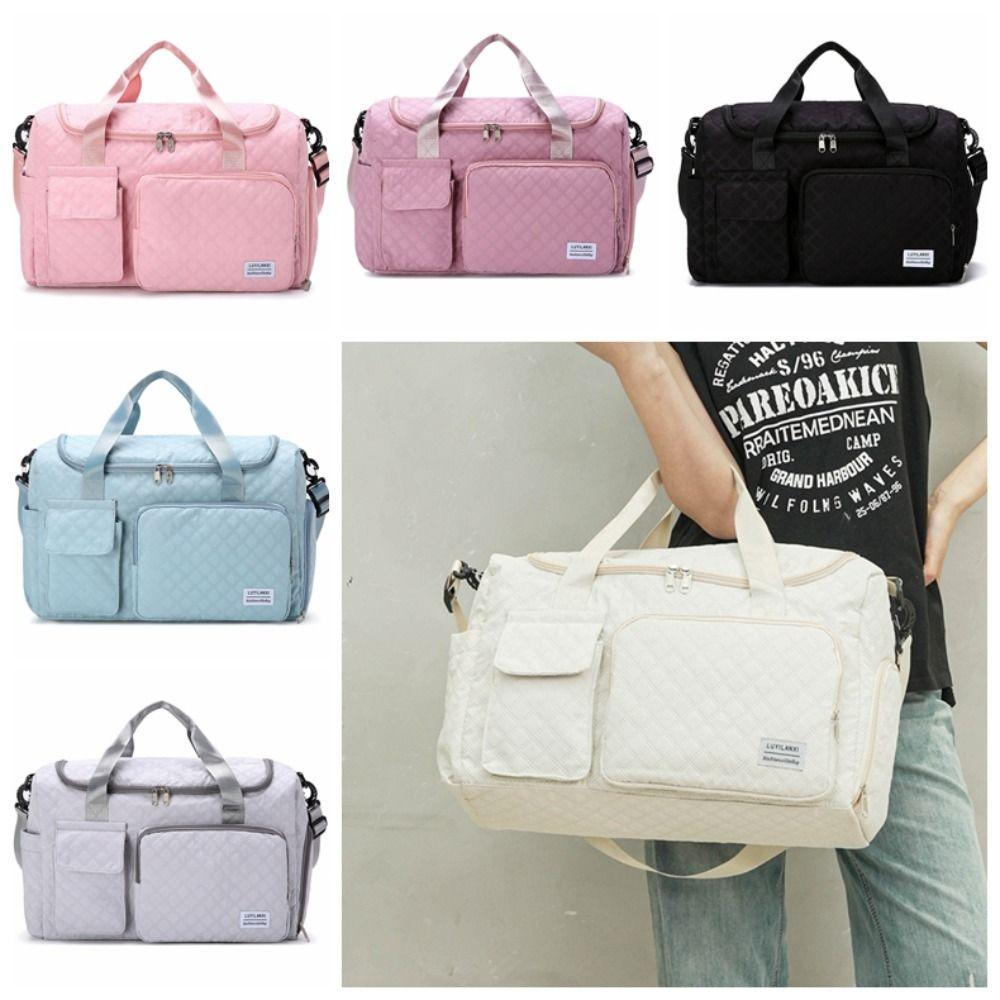 

Solid Color Quilted Gym Bag Oxford Travel Handbag Portable Luggage Bag Daily