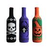 Halloween Bottle Set, Skull, Pumpkin, Knit, Champagne, Red Wine Bottle Bag, Table Decorations