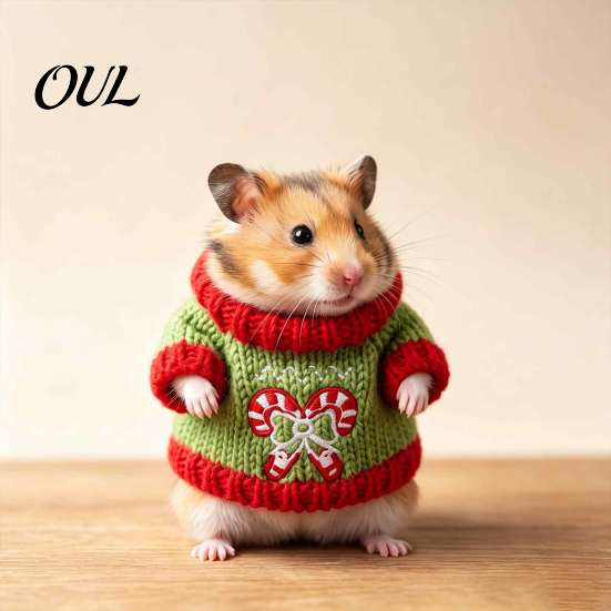 Haustierfotografie Kostüm Weihnachten Hamster Pullover, Weich Gestrickt Niedlich Feiertags Outfit, Gemütlich Klein Warm Kleidung Rollkragen Festlich Winterkleidung