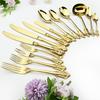 Retro Luxury Gold Silver Tableware Vintage Silverware 18/10 Stainless Steel Dinner Knife Wedding Cutlery Western Dinnerware Set