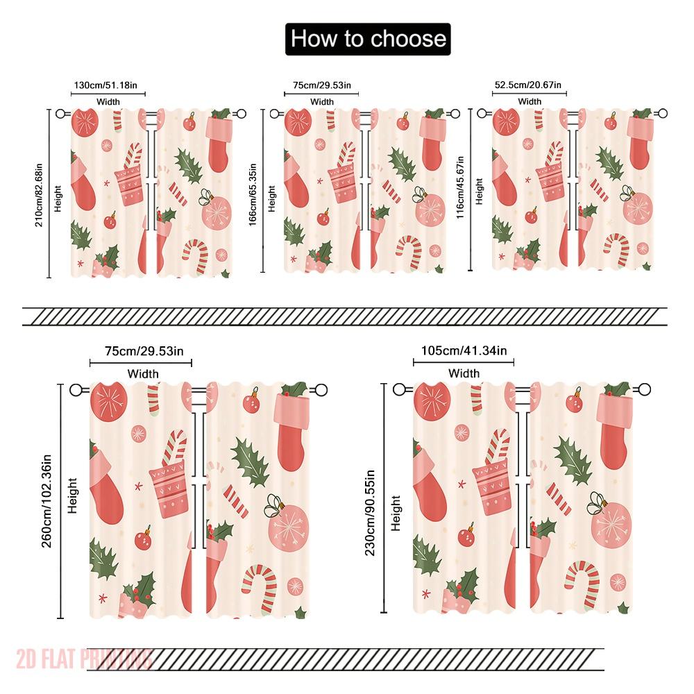 2 Stück, 2D-Flachdruck Zeitgenössische Vorhänge Weihnachtsornamente Geschenk Glocke Süßigkeit (3) Vielseitiges, strapazierfähiges Polyester (ohne Stange)