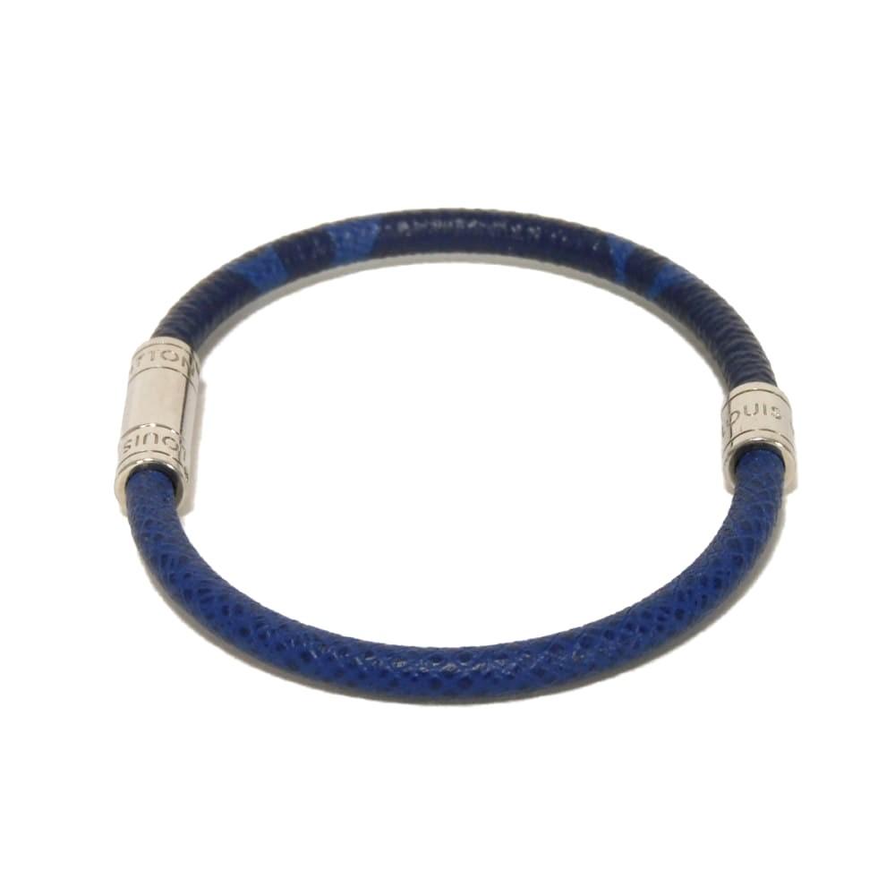 Used 12564 Neo Split Bracelet M8155D 7986 LV Logo Flower Blue Silver Taiga Rama Monogram Cobalt Men's from Japan