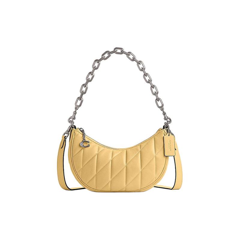 

COACH Mira 24 zippered removable shoulder strap leather shoulder crossbody tote medium women s yellow жовтий