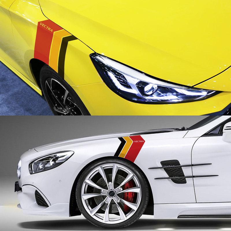 2pcs Car 3 Color Stickers For Opel Astra Corsa ignia Opc Vectra Zafira Grandland Meriva Mokka Crossland X Auto Accessories