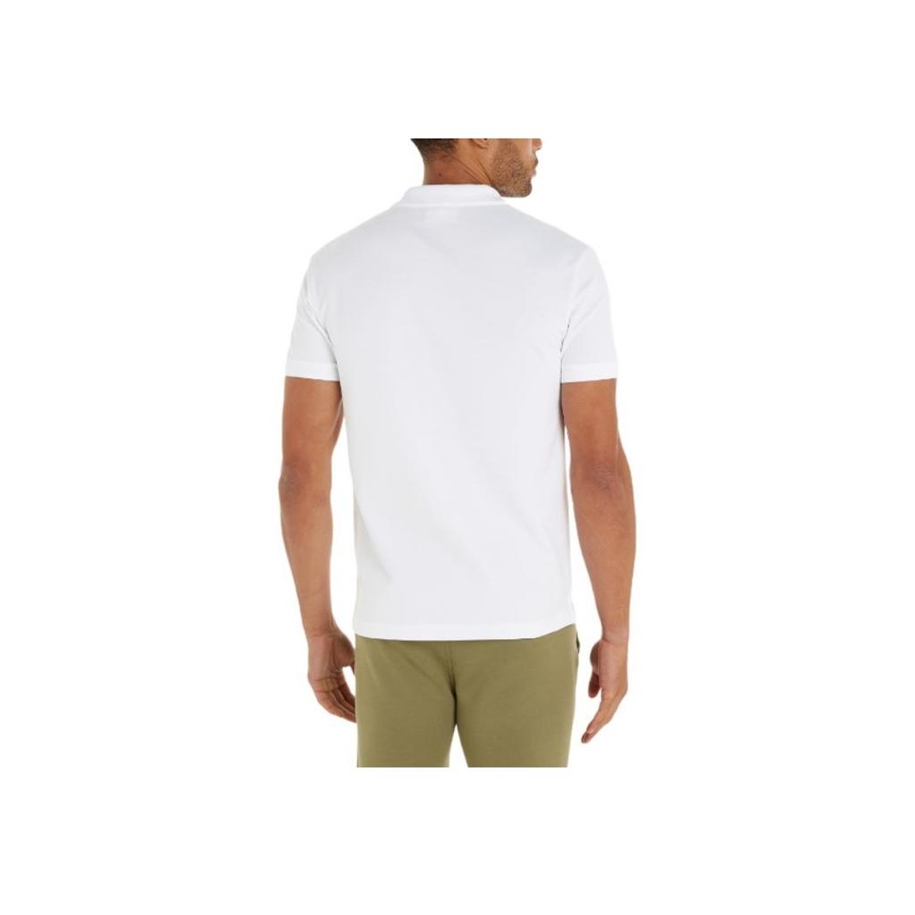 Calvin Klein Logo Print Polo Neck Short Sleeve Fitted Polo Shirt Men tops White J30J323395-YAF