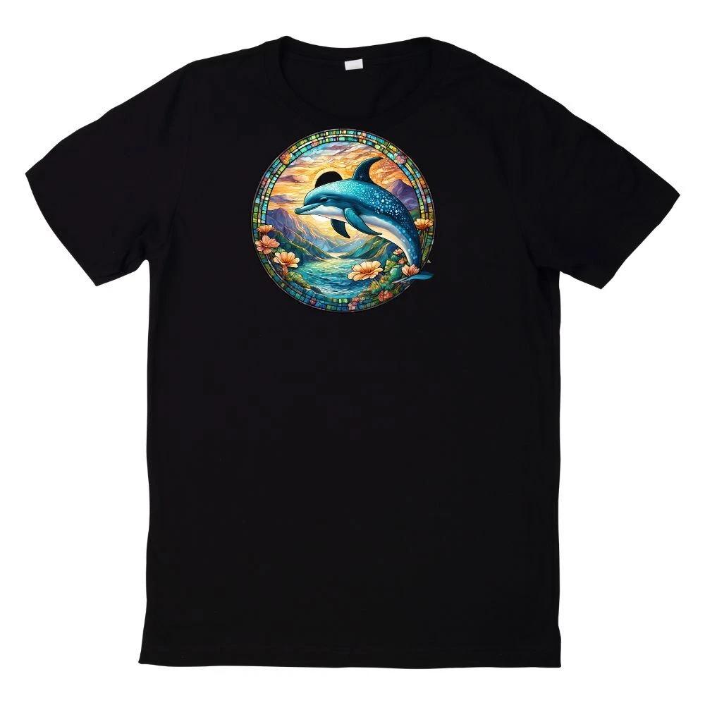 T-Shirt Delphin Rundes Buntglas Motiv XXXXL