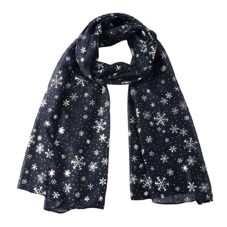 Glitter Christmas Scarf for Ladies Breathable Foil Print Winter Scarf for Adult