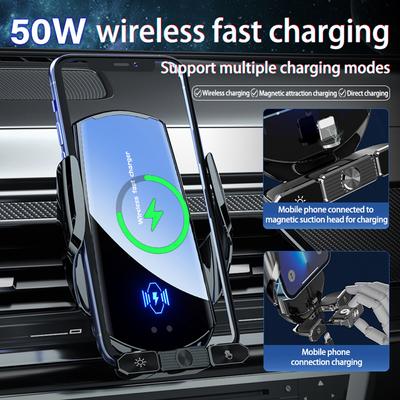 Chargeur sans fil 50 W pour grille d'aération de voiture, support de téléphone, station de charge rapide pour Samsung S21, S20, S10, iPhone 12, 13, 14, 15 Pro Max